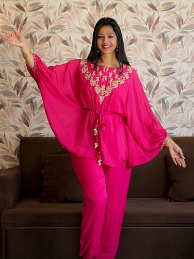 Tomato Red Kaftan with Pant