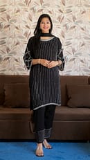 Black Full Suit with Silver Work