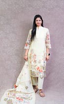 CREAM FLOWER PRINT FULL SUIT