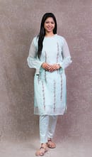 SKY BLUE TISSUE KURTA SET