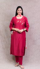 RED HANDWORK FULL SUIT