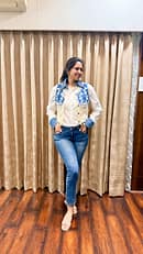 Crafted Shirt From Finest Material With Denim Crochet Jacket