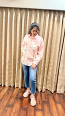 Finest Cotton Shirt With Flower Motif Embelishment