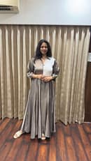 Pure Satin One pcs Dress With Design Hangings