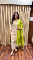 GREEN DUPATTA OFF WHITE FULL SUIT