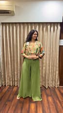 Lime Green Plazzo With Jacket