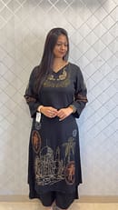 BLACK LONG KURTA WITH PLAZO