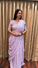 LAVENDER GHAGRA WITH DRAPE DUPATTA