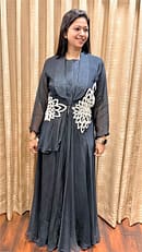 BLACK LONG SHRUG WITH TOP AND PANT