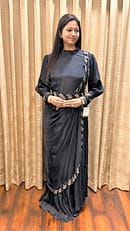 BLACK GOWN WITH DRAPE DUPATTA AND BELT