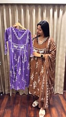 BROWN/LAVENDER COTTON FULL SUIT