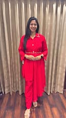 RED CO-ORD WITH BELT
