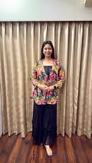 MULTI COLOUR JACKET WITH PLAZZO & CROP TOP