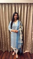 SKY BLUE WHITE ZIG ZAG FULL SUIT