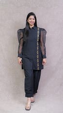 BLACK TISSUE FULL SLEEVES CO-ORD SET