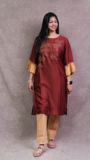 BROWN BEIGE KURTA SET