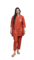 RUST FLOWER TREAD WORK CO-ORD SET