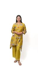 Green/ Pink Floral  C-cut Co-ord Set