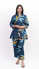 Royal Blue Leaf Pattern Co-ord Set