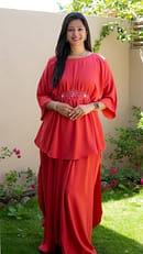 Orange Hi-Low Pattern Outfit