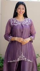 Dark Lavender Outfit with Long Jacket