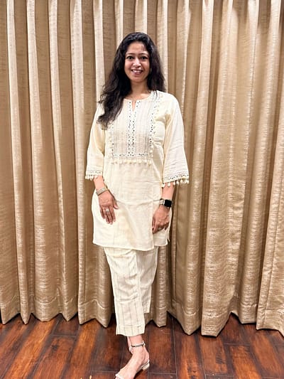 Khadi Cotton Co-ord set Full Mirror And Pearl Handwork With Kodi Embellishment Bottom, Pure Handloom Fabric