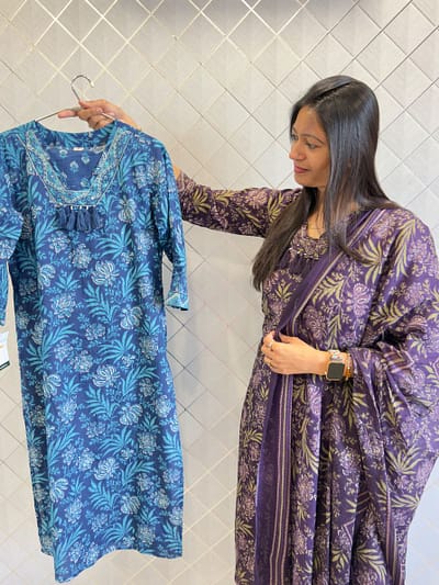 SKY BLUE & VIOLET FULL SUIT