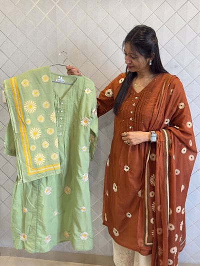 BROWN & MINT COLOR FULL SUIT