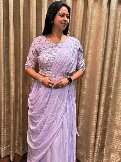 LAVENDER GHAGRA WITH DRAPE DUPATTA