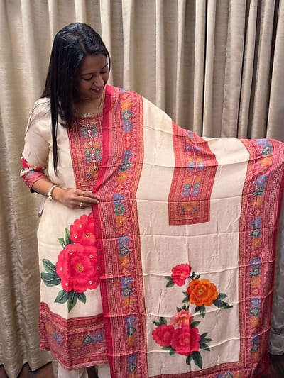 CREAM CREPE FULL SUIT