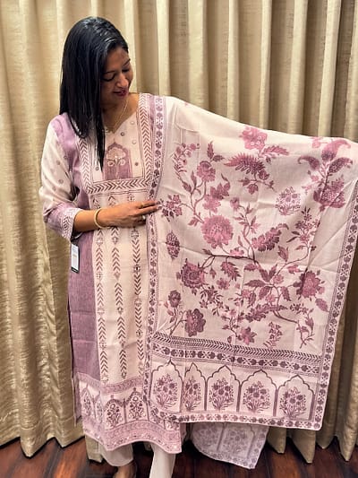 DUSTY ROSE AND CREAM FULL SUIT