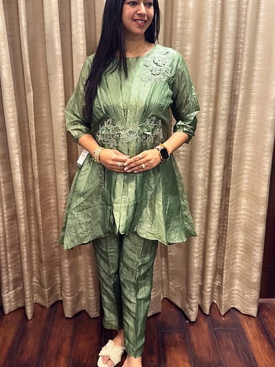 GREEN METALLIC CO-ORD SET