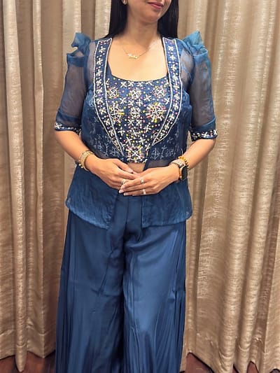 TEAL BLUE INDO-WESTERN 3PC