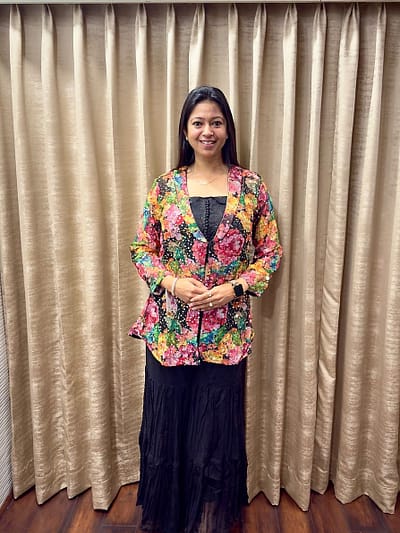 MULTI COLOUR JACKET WITH PLAZZO & CROP TOP