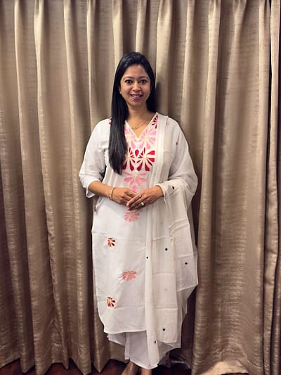 WHITE COLOURFUL FLOWER FULL SUIT