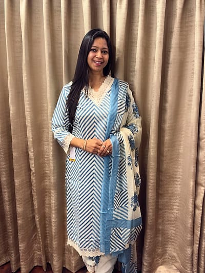 SKY BLUE WHITE ZIG ZAG FULL SUIT