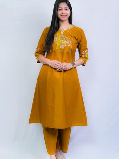 MUSTARD KURTA SET
