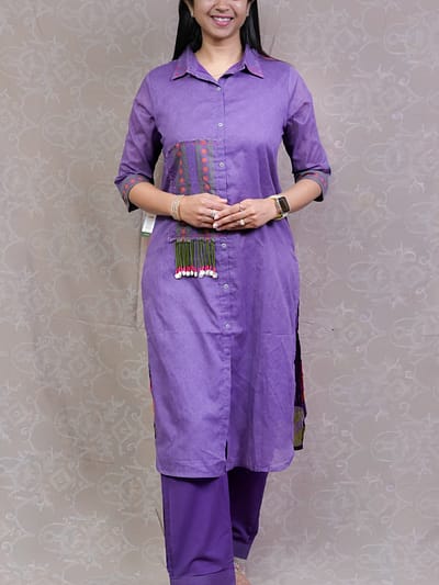 PURPLE/GREEN/PINK KURTA SET