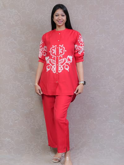 RED THREAD WORK CO-ORD SET