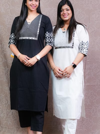BLACK-WHITE MIRROR KURTA SETS