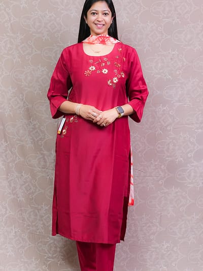 RED HANDWORK FULL SUIT