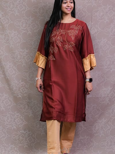 BROWN BEIGE KURTA SET