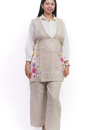 Jute With Shirt Co-ord Set