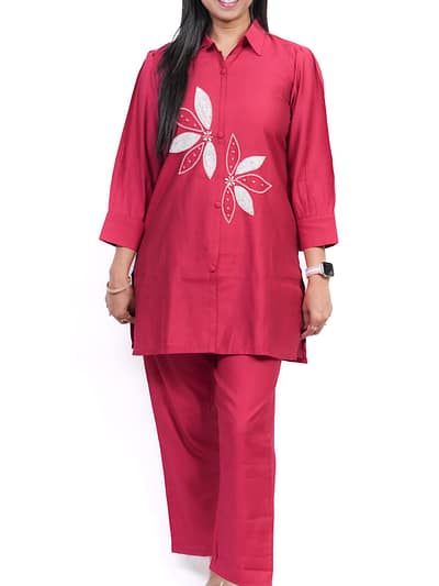 Red Half Moti Work Butterfly Co-ord Set