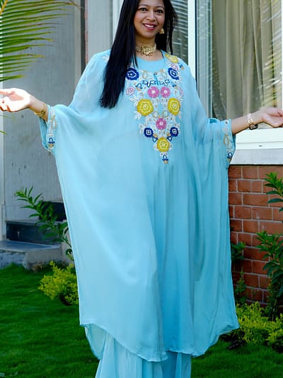 Sky Blue Kaftan with Palazzo