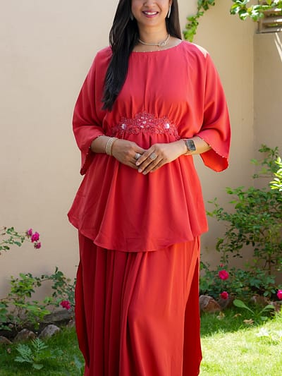 Orange Hi-Low Pattern Outfit