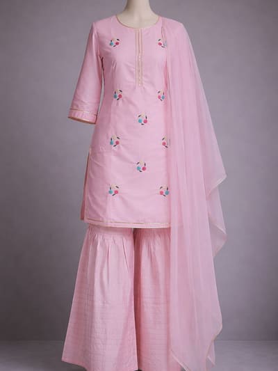 BABY PINK SHARARA FULL SUIT
